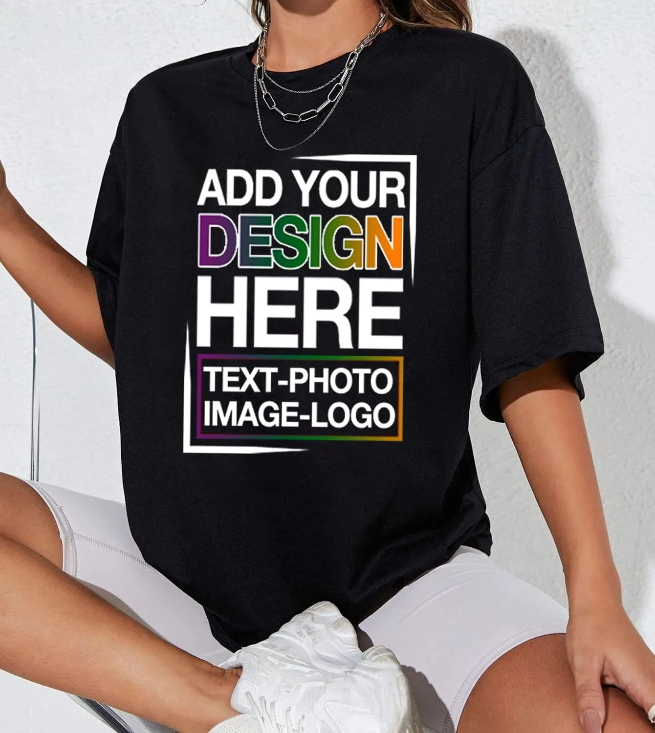 Custom Oversized T Shirts Front and Back Design Your Own Graphic Tees with Photo Text Personalized Gift Shirts