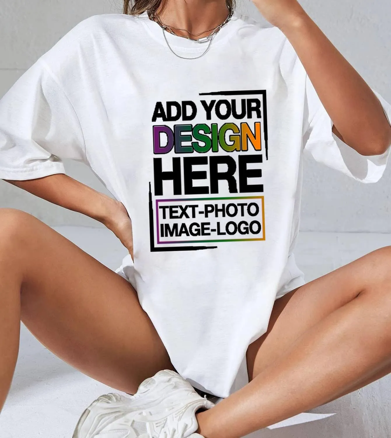 Custom Oversized T Shirts Front and Back Design Your Own Graphic Tees with Photo Text Personalized Gift Shirts