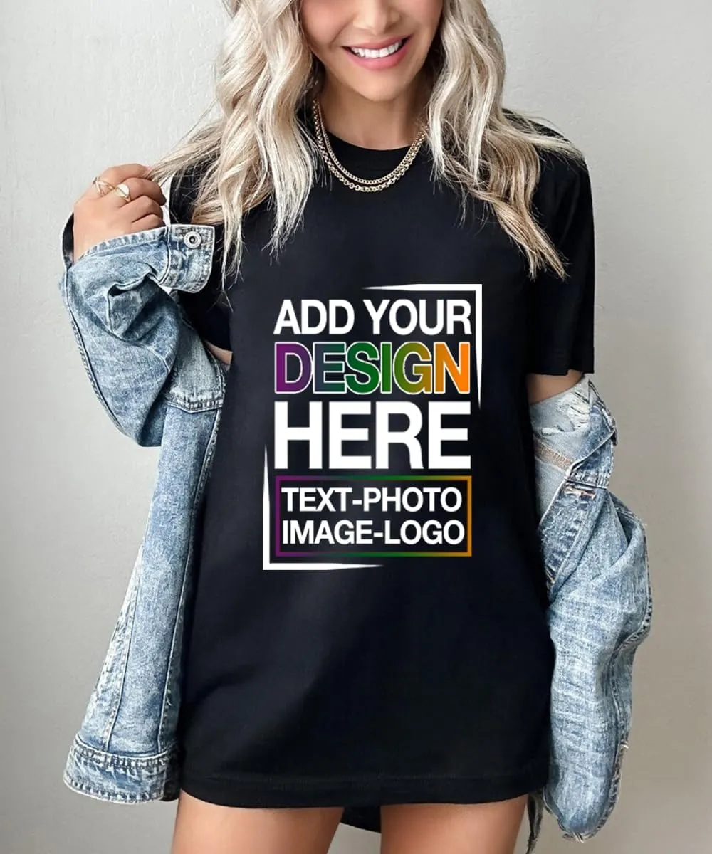 Custom Oversized T Shirts Front and Back Design Your Own Graphic Tees with Photo Text Personalized Gift Shirts