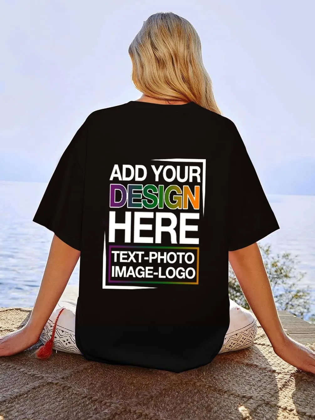 Custom Oversized T Shirts Front and Back Design Your Own Graphic Tees with Photo Text Personalized Gift Shirts