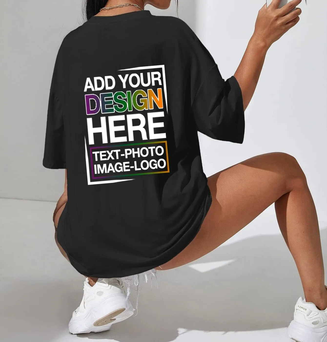 Custom Oversized T Shirts Front and Back Design Your Own Graphic Tees with Photo Text Personalized Gift Shirts