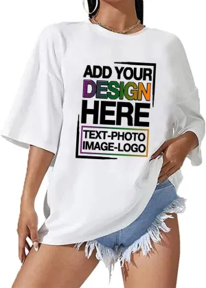 Custom Oversized T Shirts Front and Back Design Your Own Graphic Tees with Photo Text Personalized Gift Shirts
