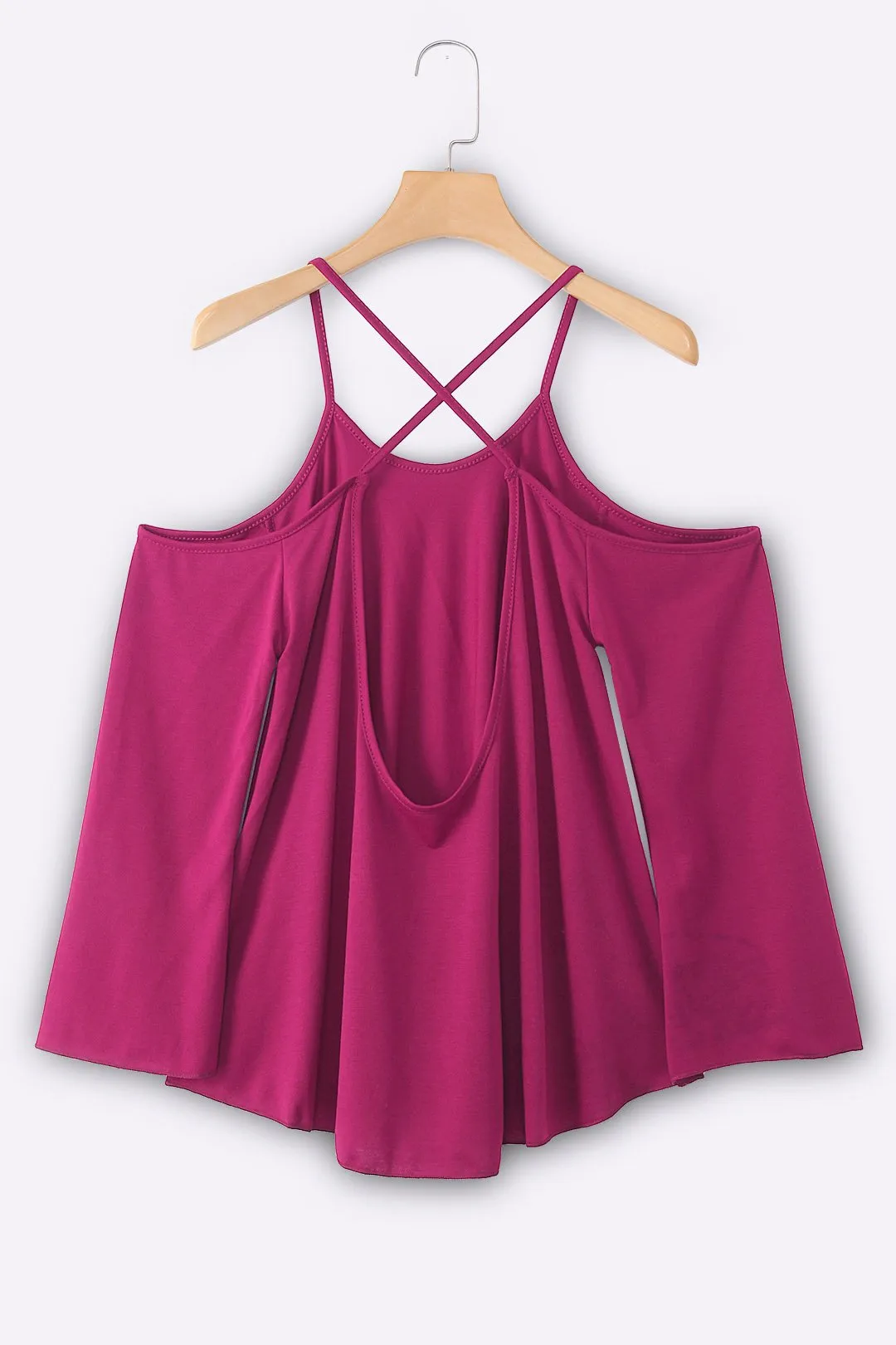 Custom Scoop Neck Cold Shoulder Plain Backless Hollow Cut Out Long Sleeve Curved Hem T-Shirts