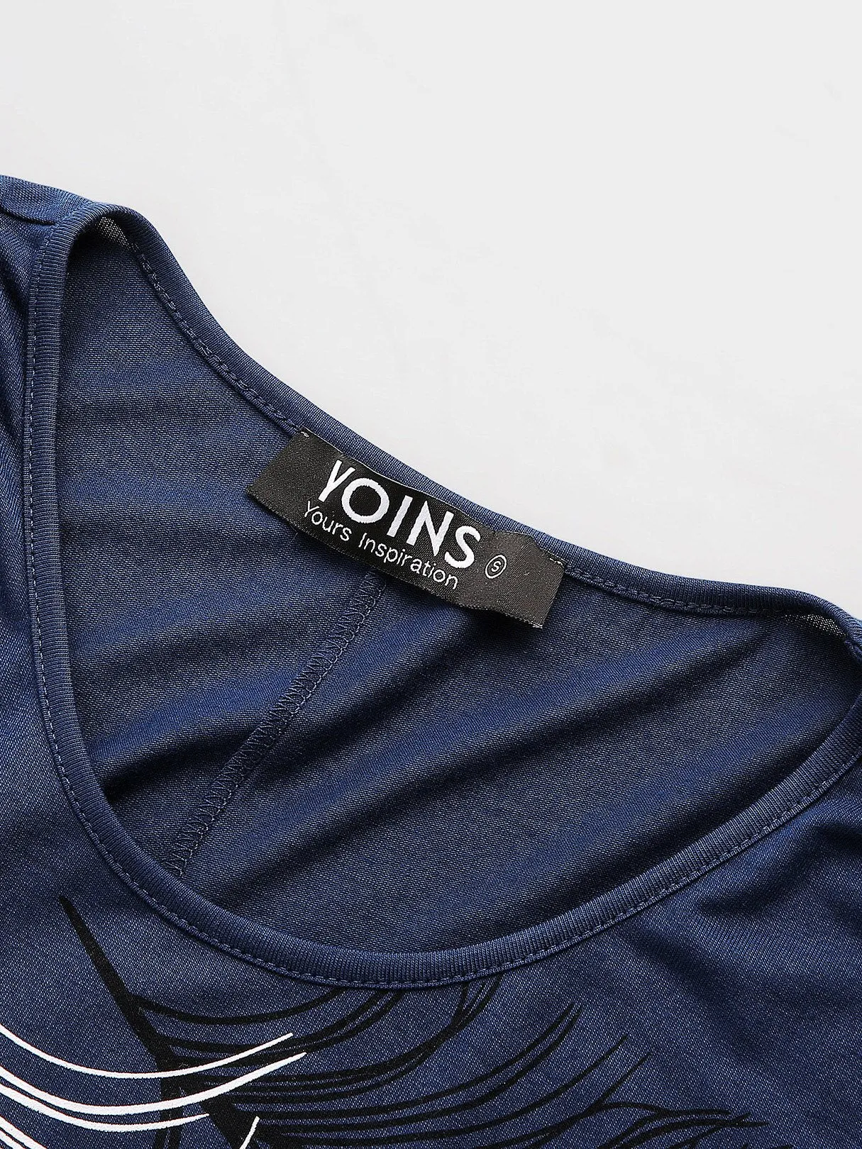 Custom Scoop Neck Cut Out Long Sleeve Navy T-Shirts