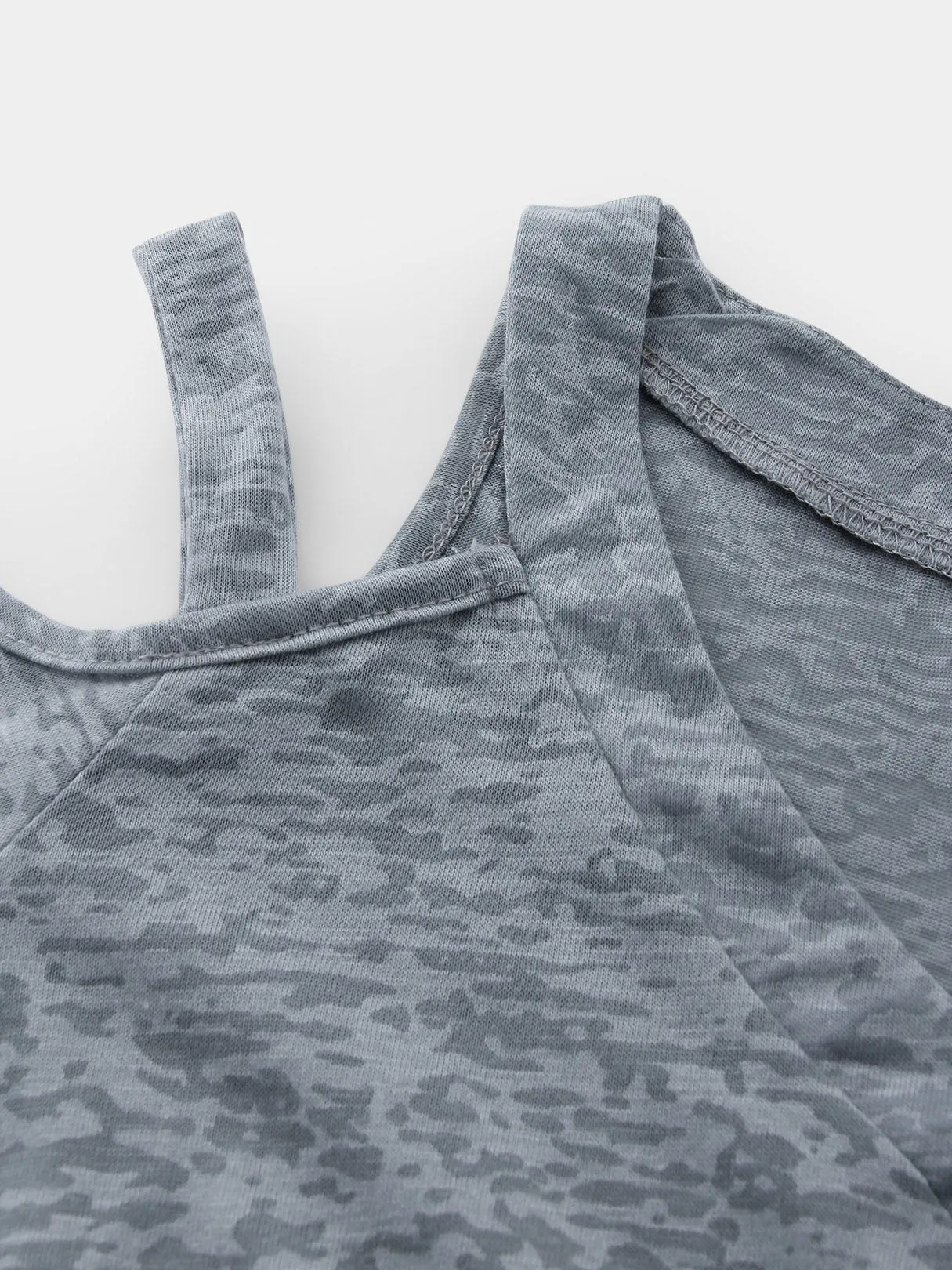 Custom V-Neck Cold Shoulder Cut Out Short Sleeve Grey T-Shirts