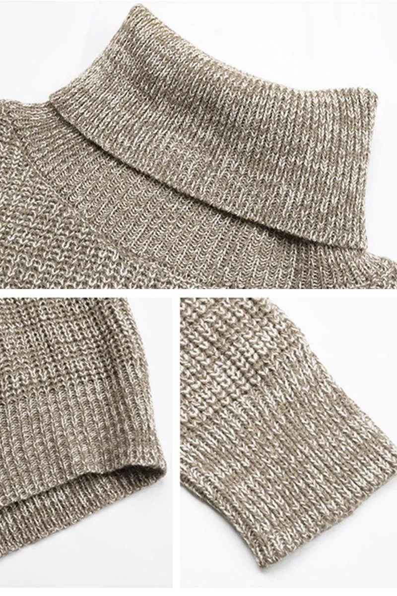 CUT OFF DETAILED TURTLE NECK SWATER: KHAKI / (S) 1