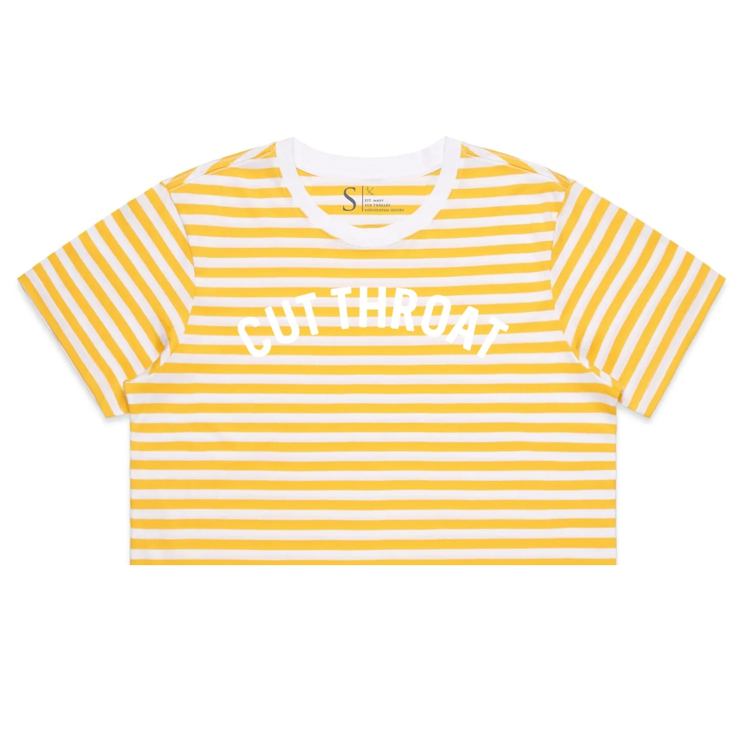 Cut Throat Crop Tee - White / Yellow