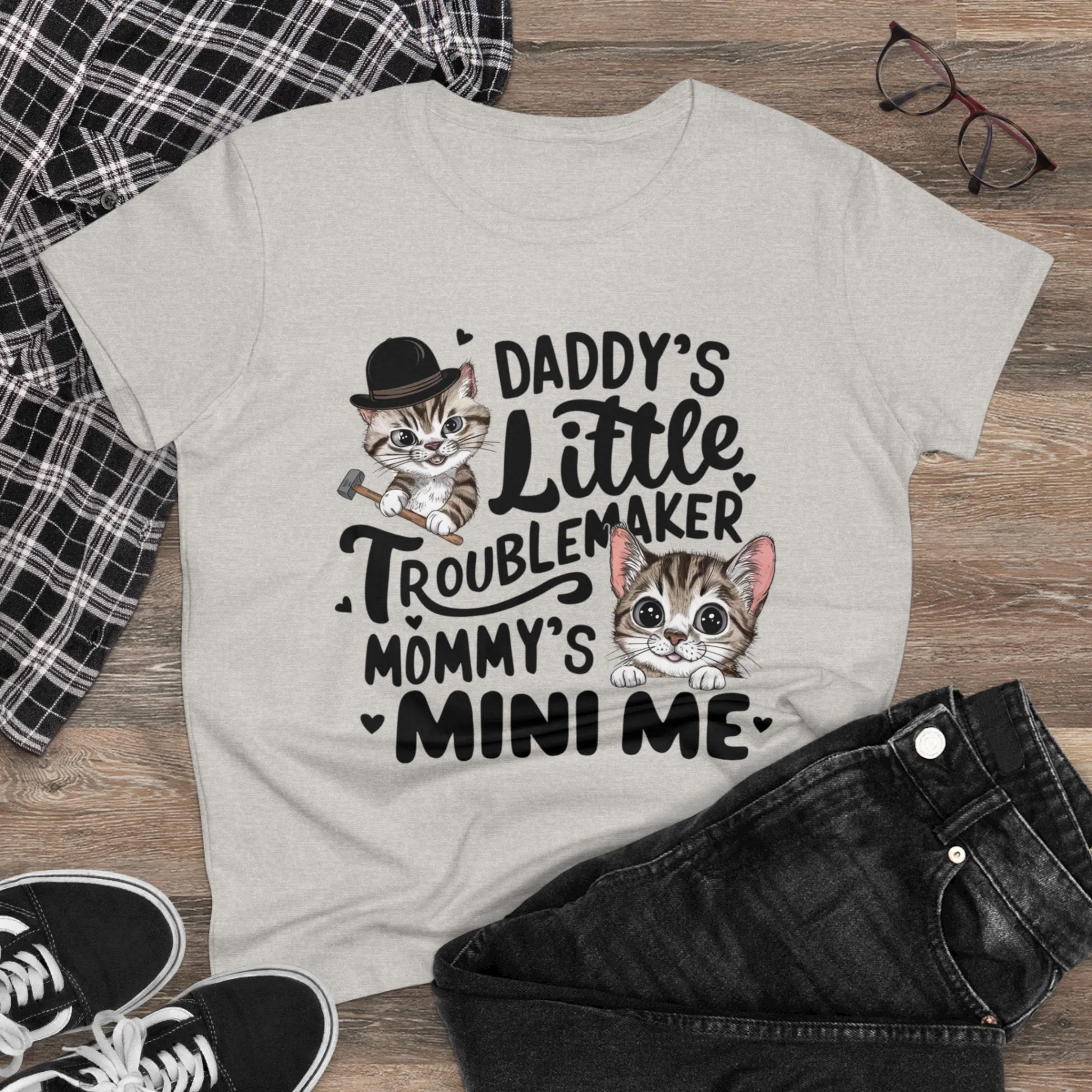 Daddy Little Troublemaker Womens Short Sleeve Regular Fit Cotton Tees