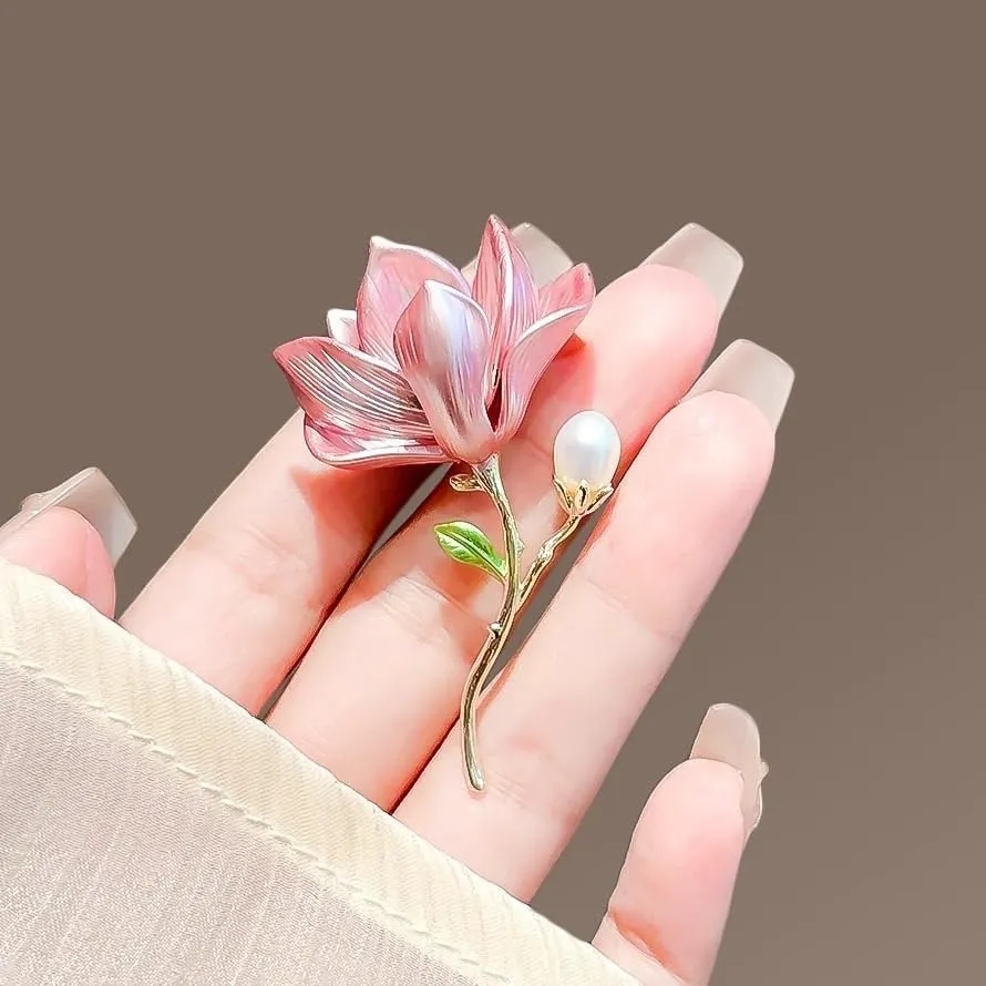 Dainty Flower Brooch Pins for Women Elegant Rhinestone Brooch Pin Cubic Zircon Pearl Enamel Badges Lapel Pins Trendy Banquet Prom Dress Jewelry Accessories Mother's Day Gift