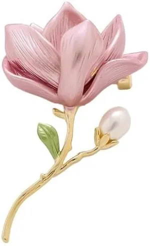 Dainty Flower Brooch Pins for Women Elegant Rhinestone Brooch Pin Cubic Zircon Pearl Enamel Badges Lapel Pins Trendy Banquet Prom Dress Jewelry Accessories Mother's Day Gift