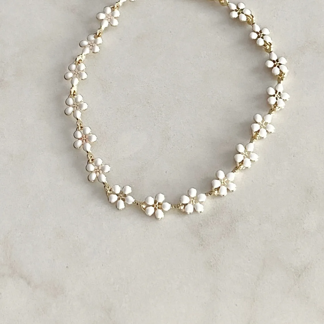 Daisy Anklet | Delicate White & Gold/Silver Flower Anklet