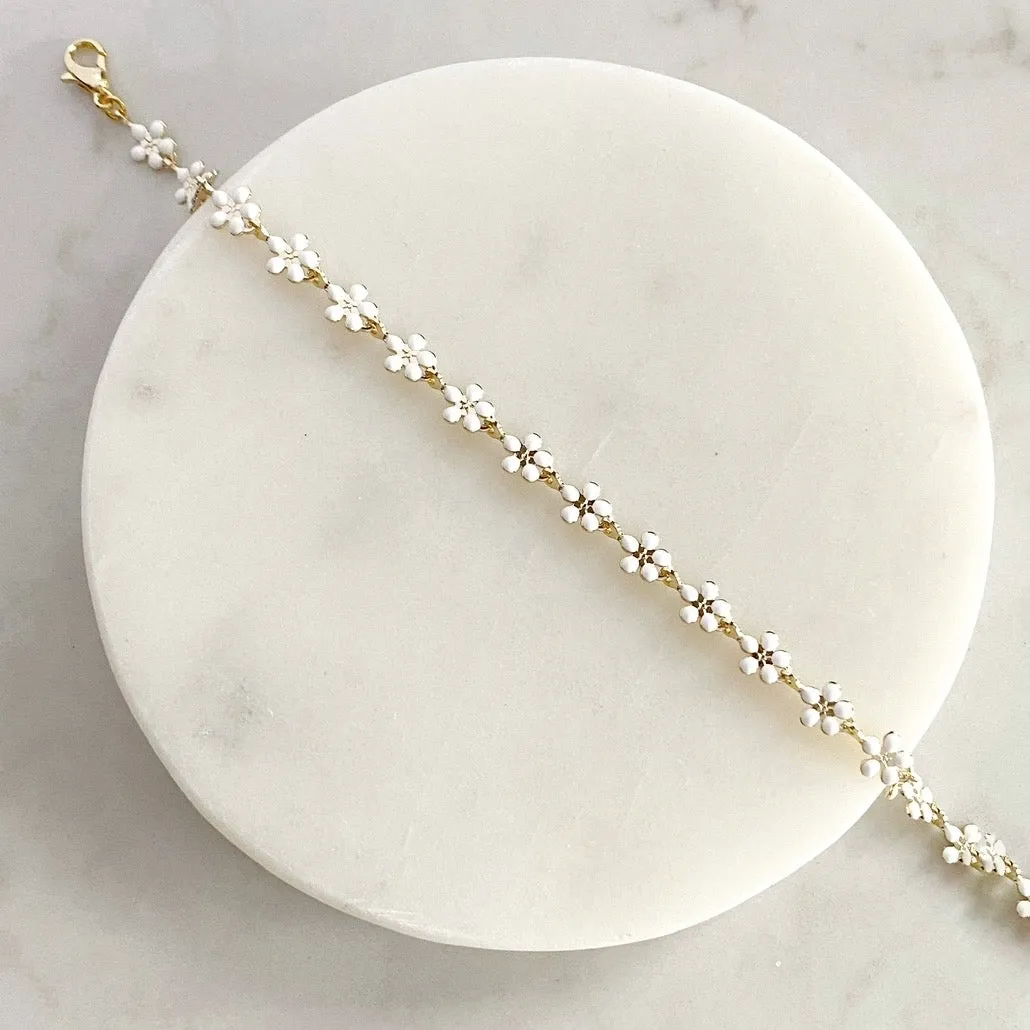 Daisy Anklet | Delicate White & Gold/Silver Flower Anklet