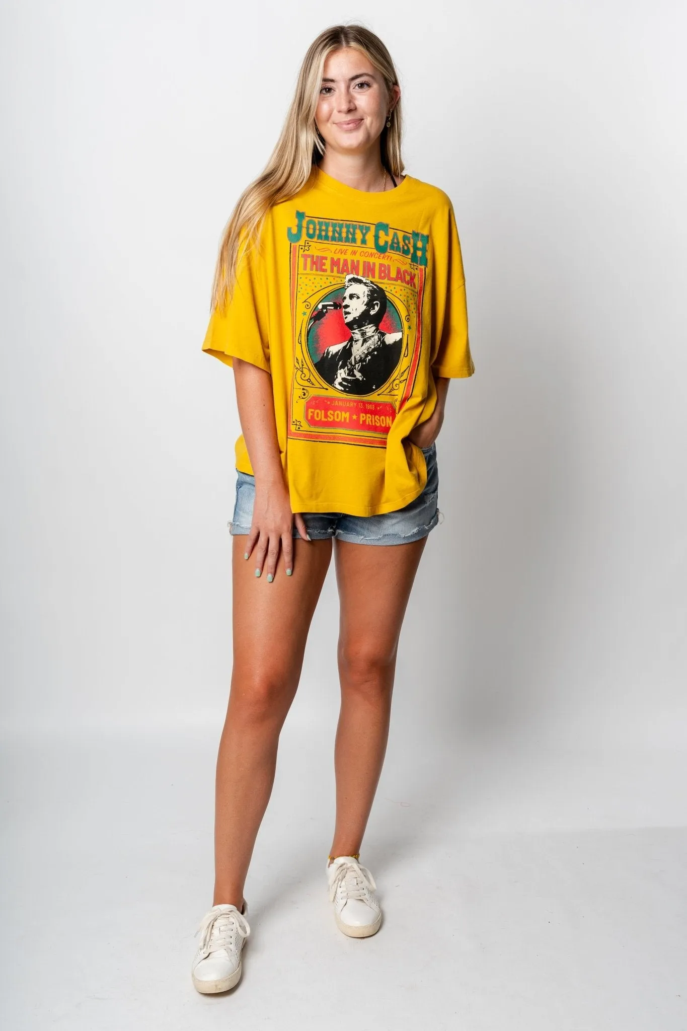 DayDreamer Johnny Cash man in black oversized tee golden daze