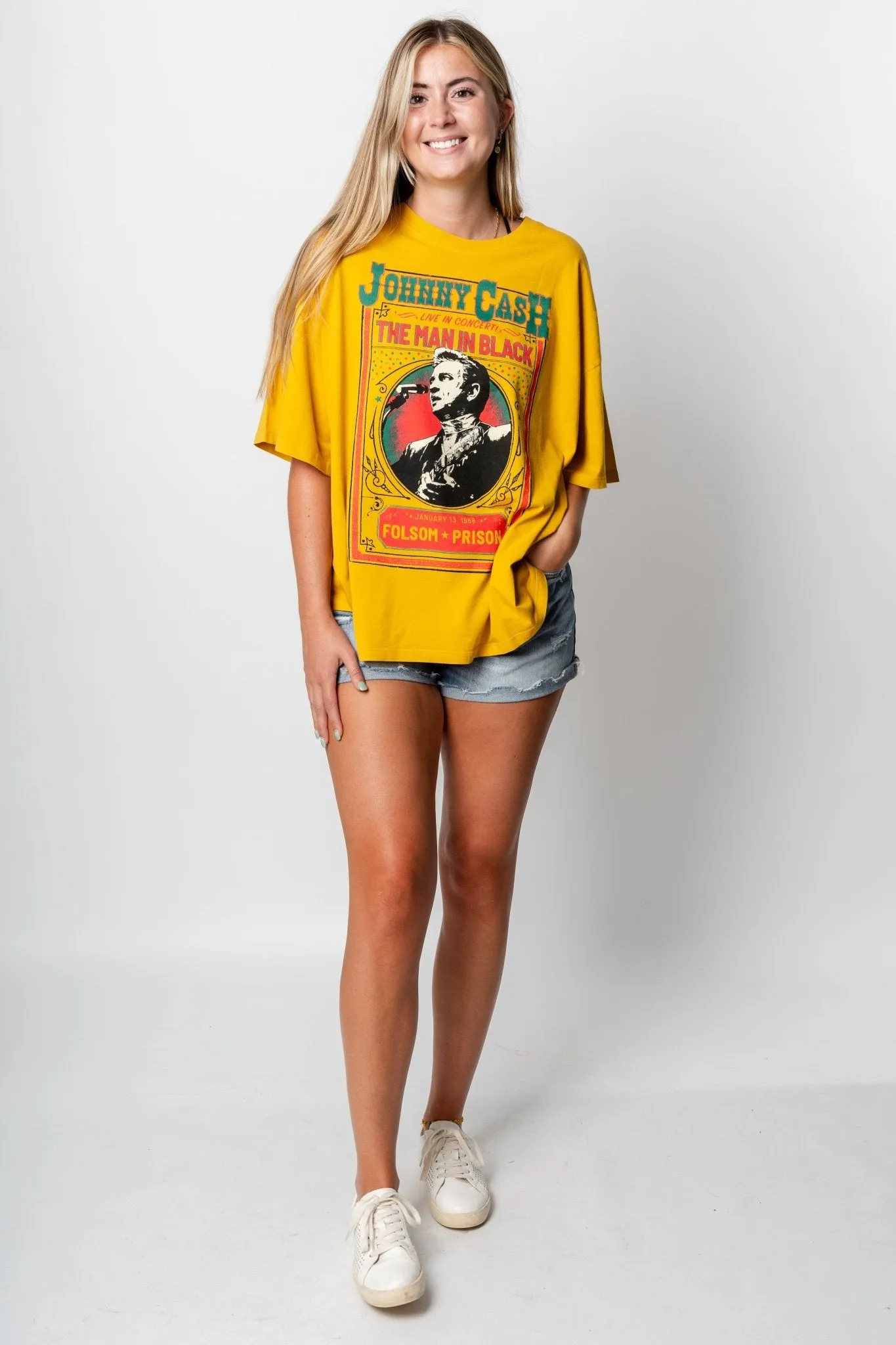 DayDreamer Johnny Cash man in black oversized tee golden daze