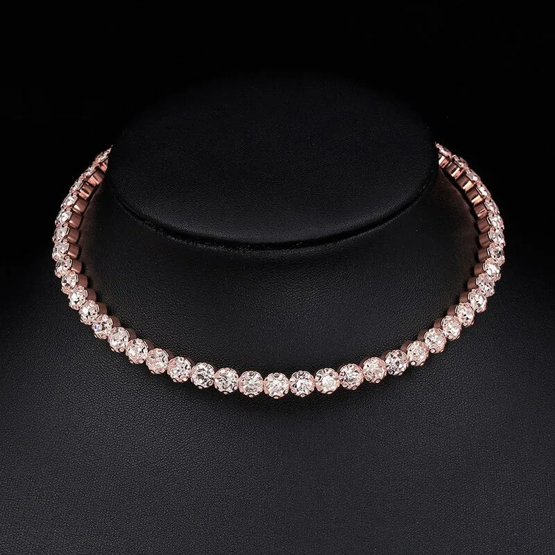 Dazzling Rhinestone Tennis Chain Choker Necklaces Jewelry