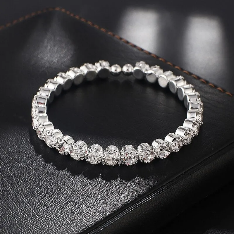 Dazzling Rhinestone Tennis Chain Choker Necklaces Jewelry