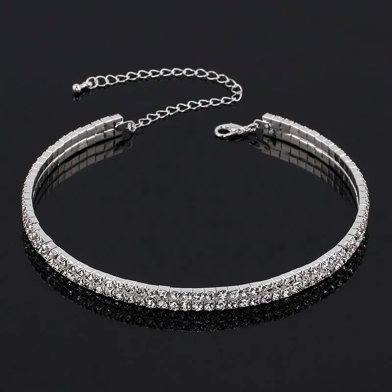 Dazzling Rhinestone Tennis Chain Choker Necklaces Jewelry