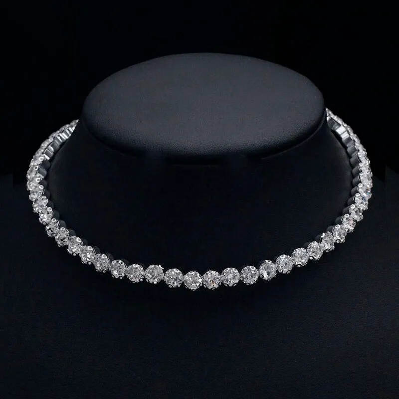 Dazzling Rhinestone Tennis Chain Choker Necklaces Jewelry