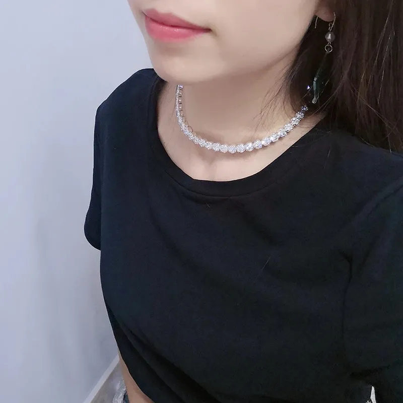 Dazzling Rhinestone Tennis Chain Choker Necklaces Jewelry