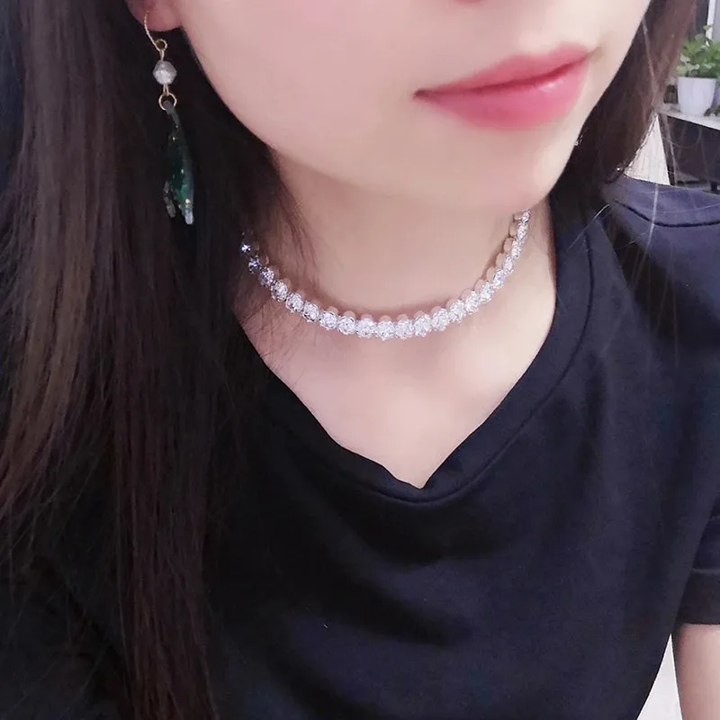 Dazzling Rhinestone Tennis Chain Choker Necklaces Jewelry