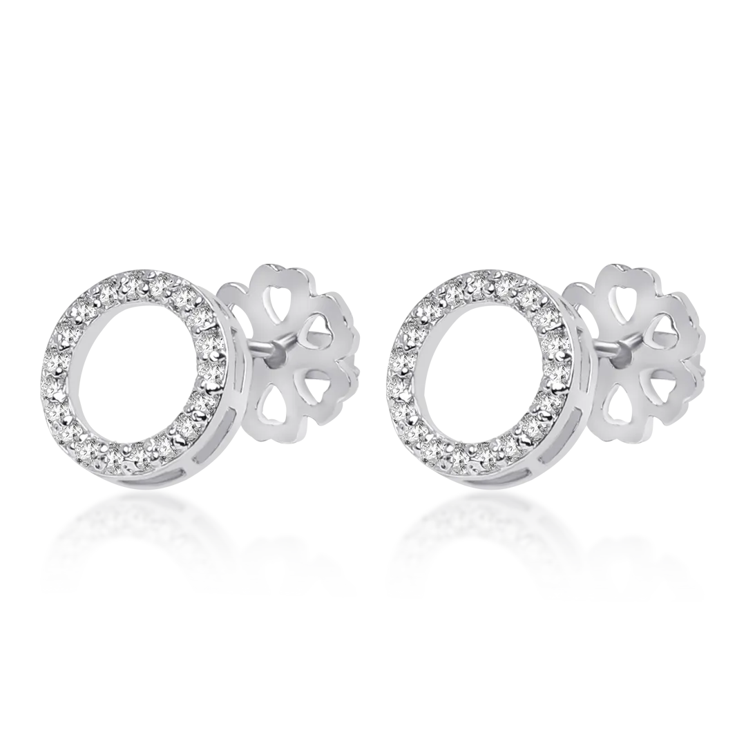 Dazzling Silver Crystal Circle Diamonds Necklace & Earrings Set Hypoallergenic Jewelry