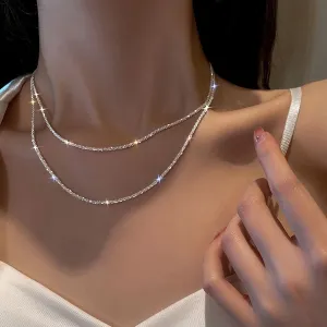 Dazzling Silver Plate Necklaces Set (2 pcs)