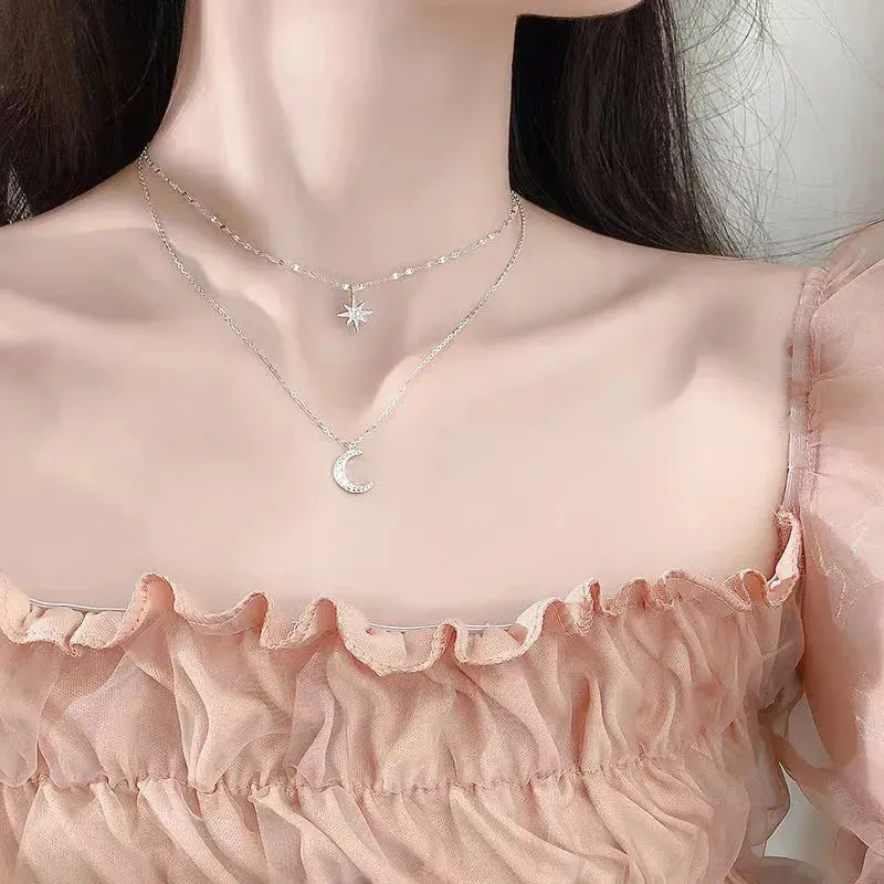 Dazzling Star & Moon Necklace