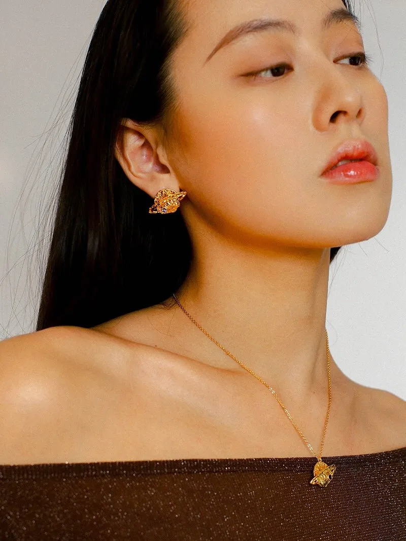 Dazzling Stars Pentagram Planet Element Necklace Gold Single Pendant
