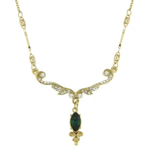 Dazzling Vintage Inspired Emerald Crystal Necklace-17509