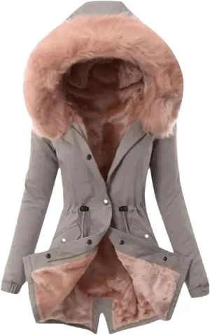 Dcvmvmn Women's Winter Hooded Cotton Jacket Casual Slim Padded Parkas Coat Wadded Warm Overcoat