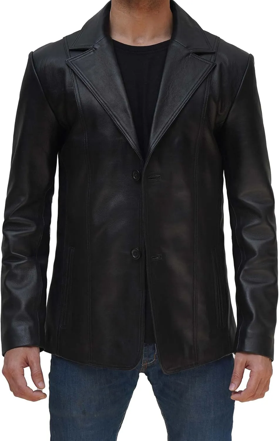 Decrum Lambskin Leather Blazer Men - Real Brown and Black Leather Jacket Men