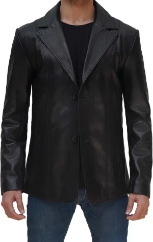 Decrum Lambskin Leather Blazer Men - Real Brown and Black Leather Jacket Men