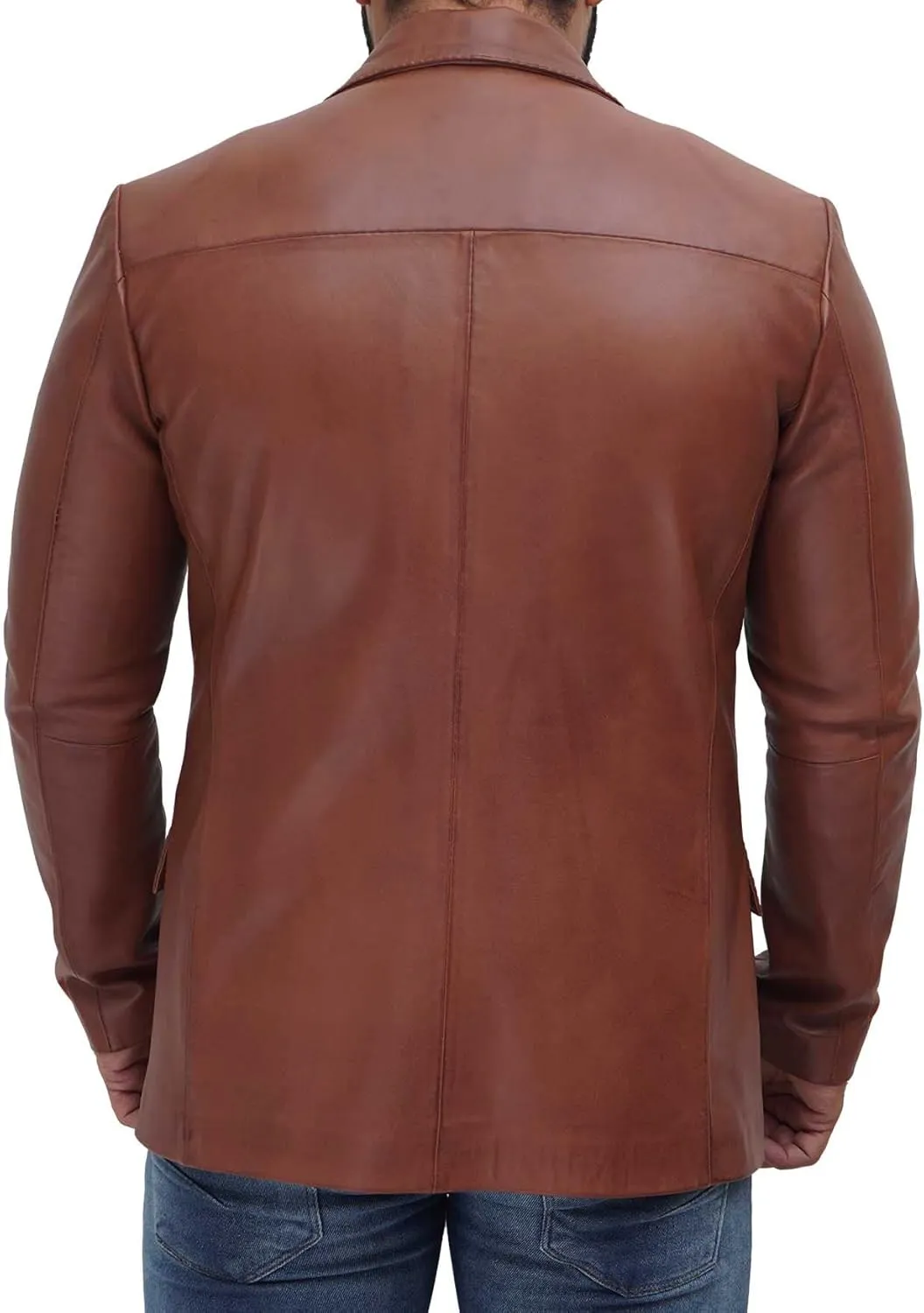 Decrum Lambskin Leather Blazer Men - Real Brown and Black Leather Jacket Men