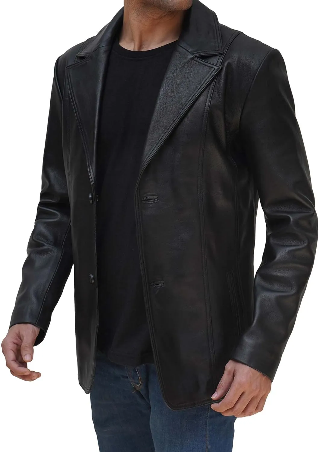 Decrum Lambskin Leather Blazer Men - Real Brown and Black Leather Jacket Men