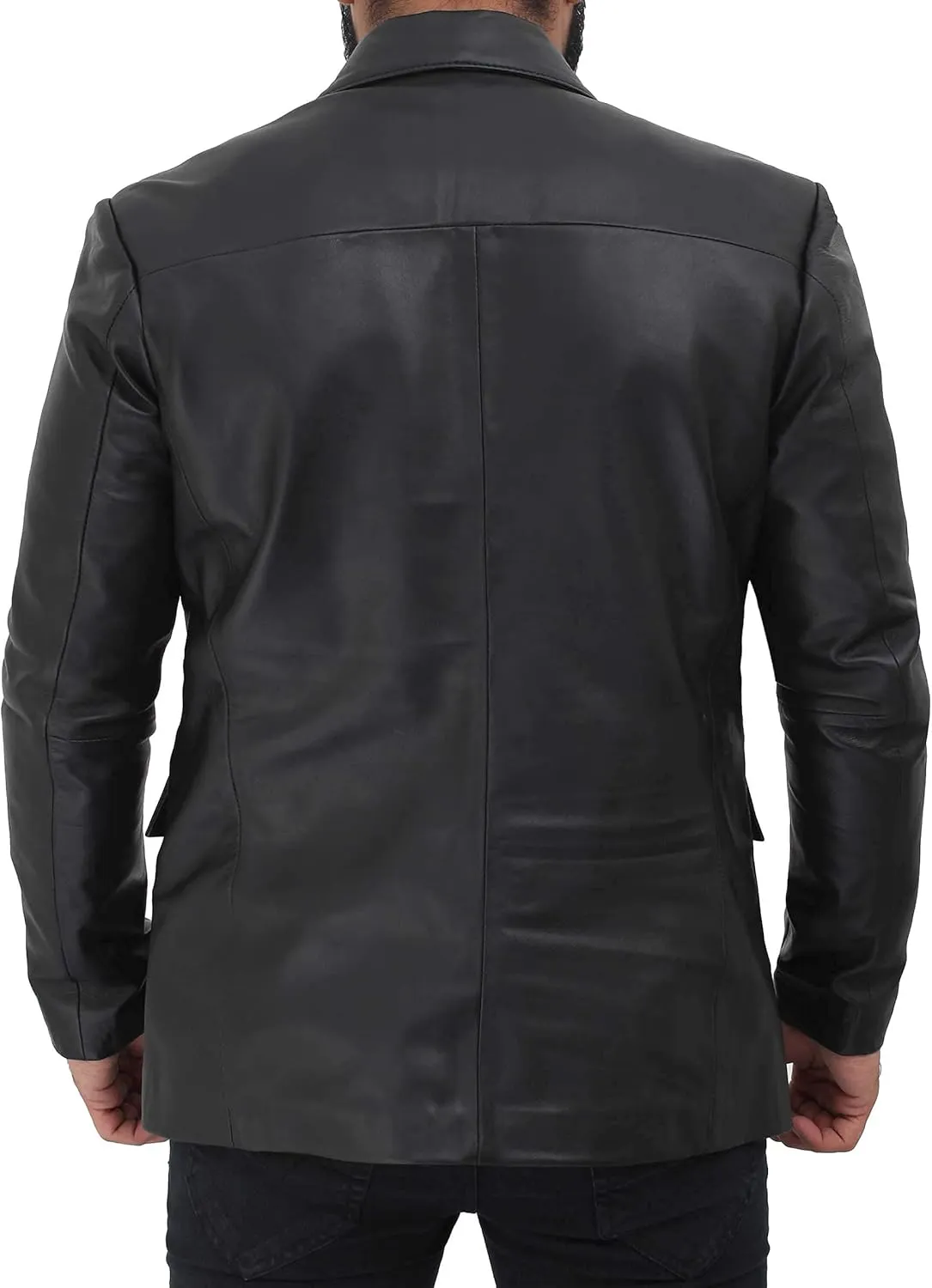 Decrum Lambskin Leather Blazer Men - Real Brown and Black Leather Jacket Men