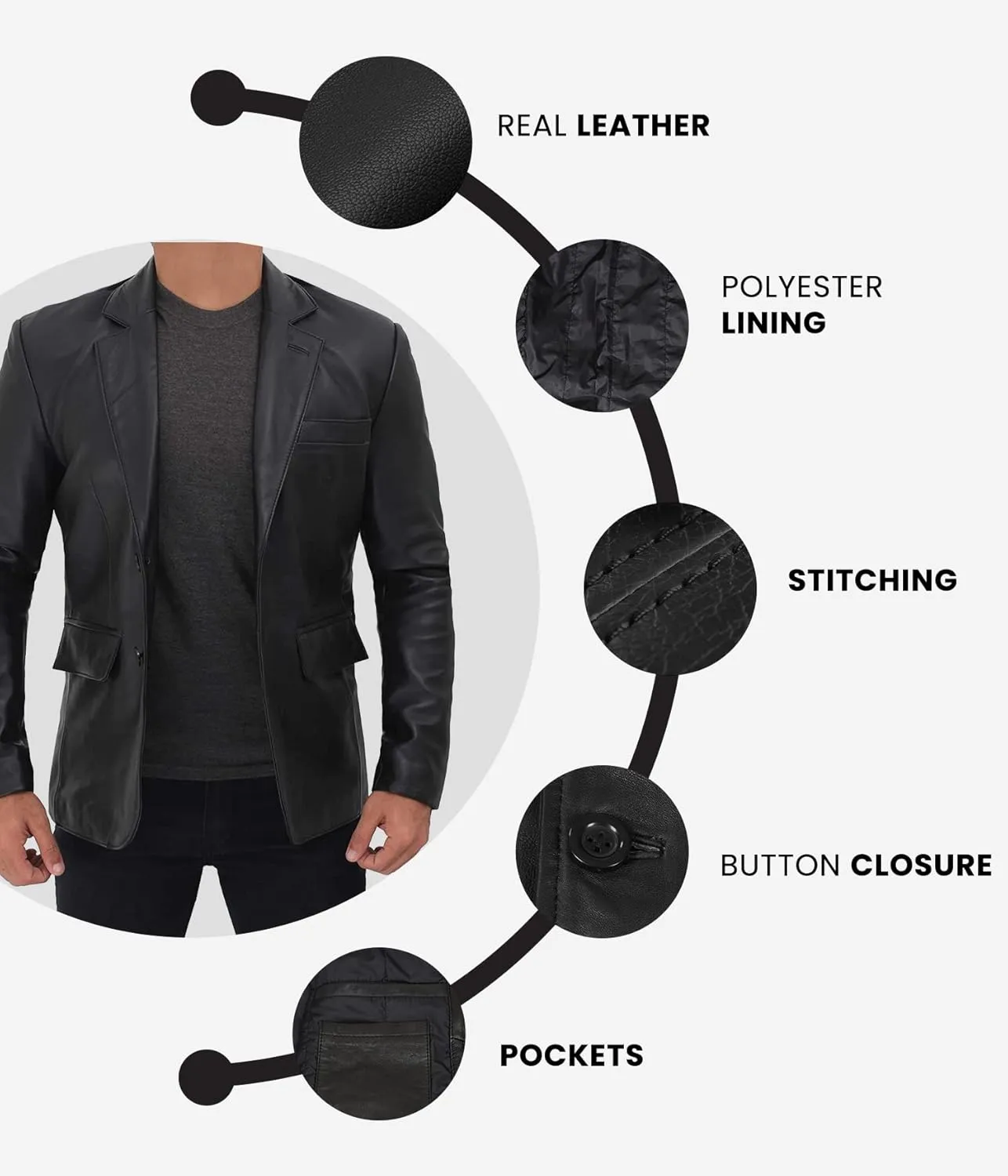 Decrum Lambskin Leather Blazer Men - Real Brown and Black Leather Jacket Men