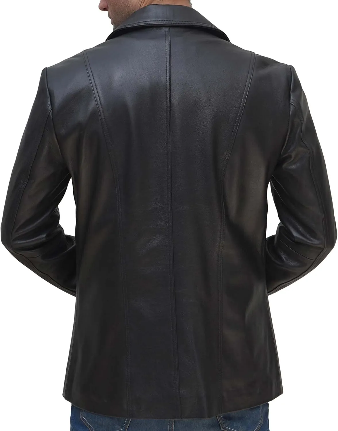 Decrum Lambskin Leather Blazer Men - Real Brown and Black Leather Jacket Men