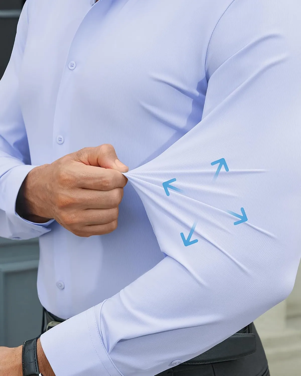 DEMEANOR Stretch Mens Dress Shirts Long Sleeve Slim Fit Dress Shirts for Men Muscle Fit Wrinkle Free Button Down Shirt