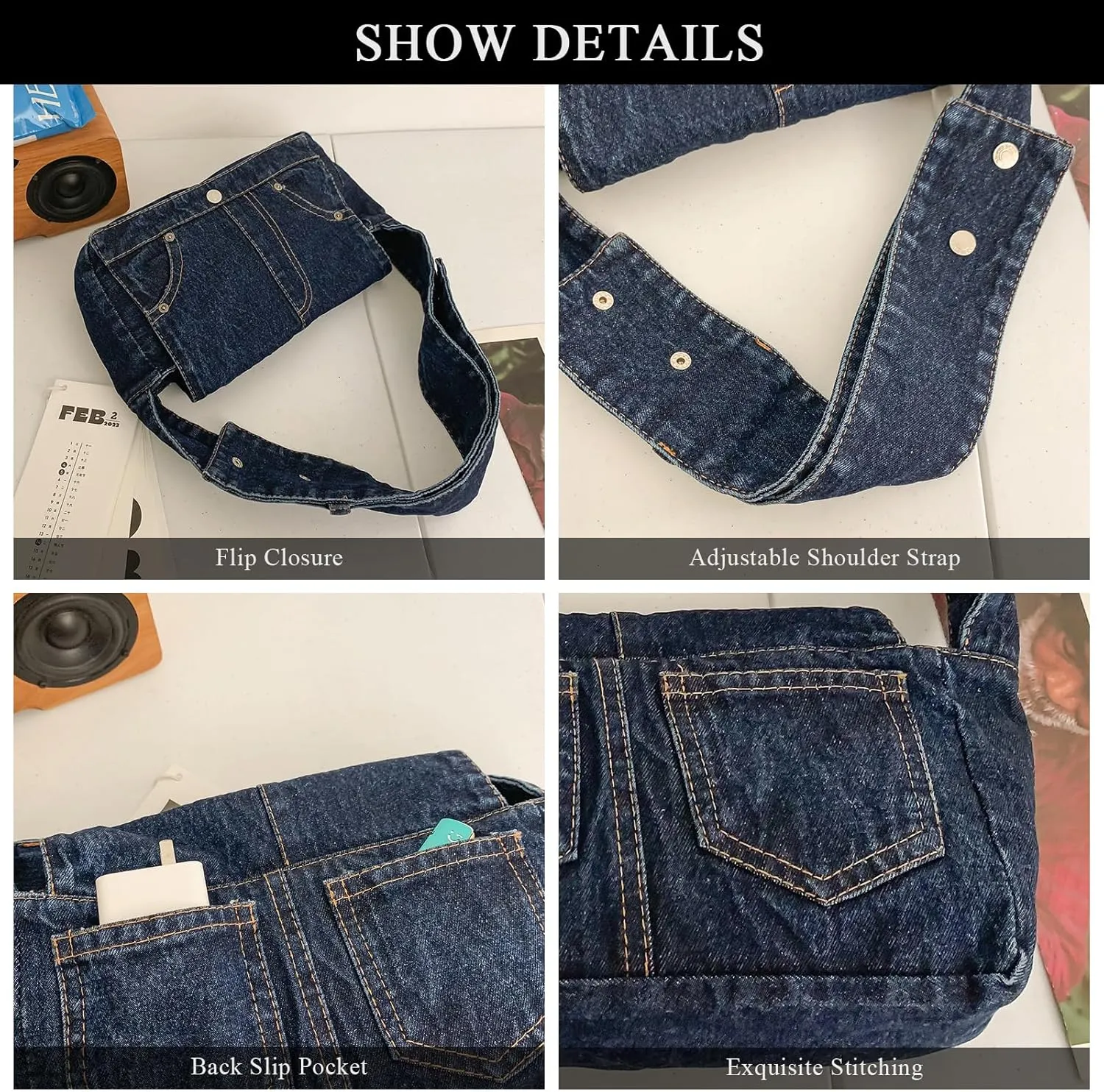 Denim Crossbody Bag Purses for Women Denim Shoulder Bag Handbags