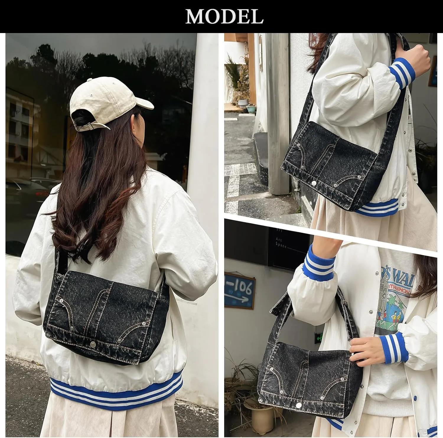 Denim Crossbody Bag Purses for Women Denim Shoulder Bag Handbags
