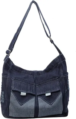 Denim Messenger Bag Y2K Jean Purses for Women Denim Shoulder Bag Crossbody Handbag