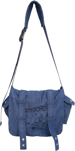 Denim Messenger Bag Y2K Jean Purses for Women Denim Shoulder Bag Crossbody Handbags