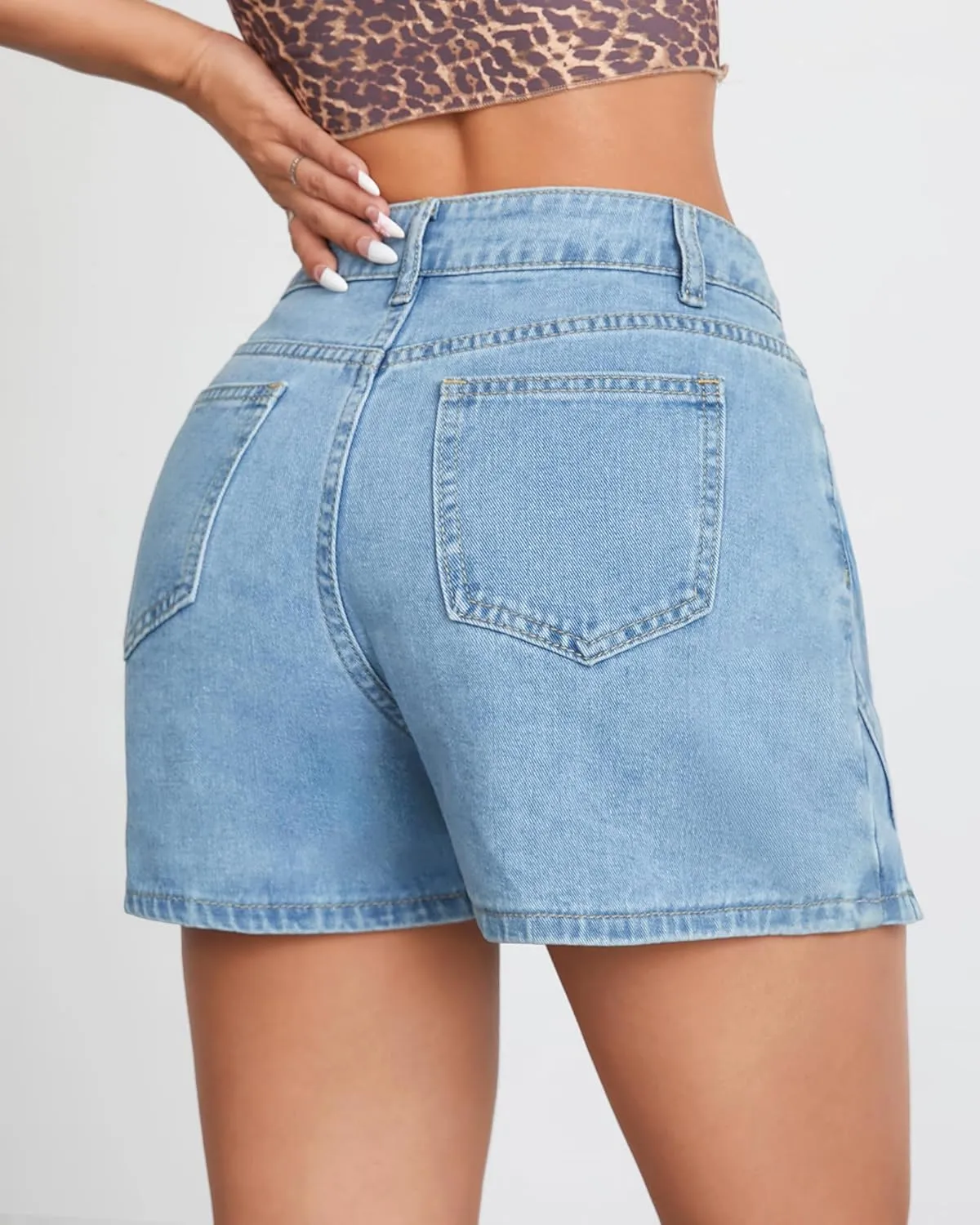 Denim Skorts Skirts Womens High Waisted Denim Mini Shorts Side Slit Denim Jean Skort Skirt.