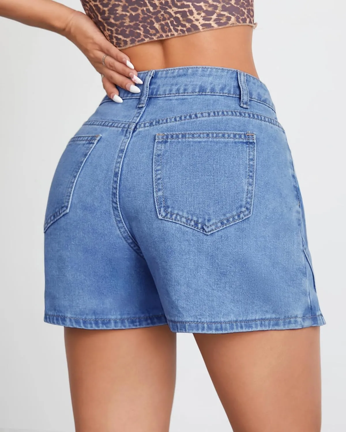 Denim Skorts Skirts Womens High Waisted Denim Mini Shorts Side Slit Denim Jean Skort Skirt.