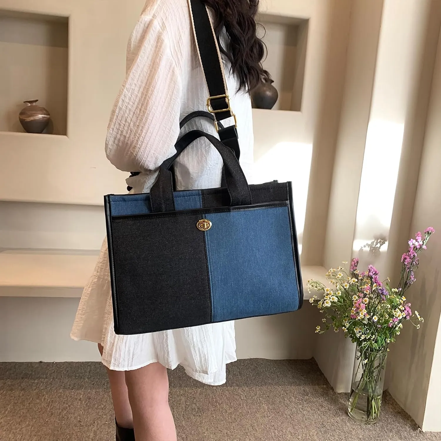 Denim Tote Bag Purses for Women Denim Handbags Shoulder Crossbody Bags