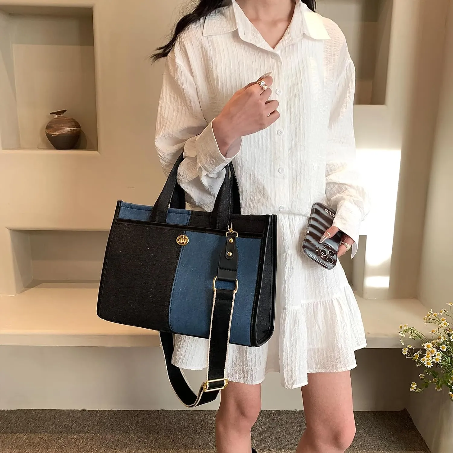 Denim Tote Bag Purses for Women Denim Handbags Shoulder Crossbody Bags
