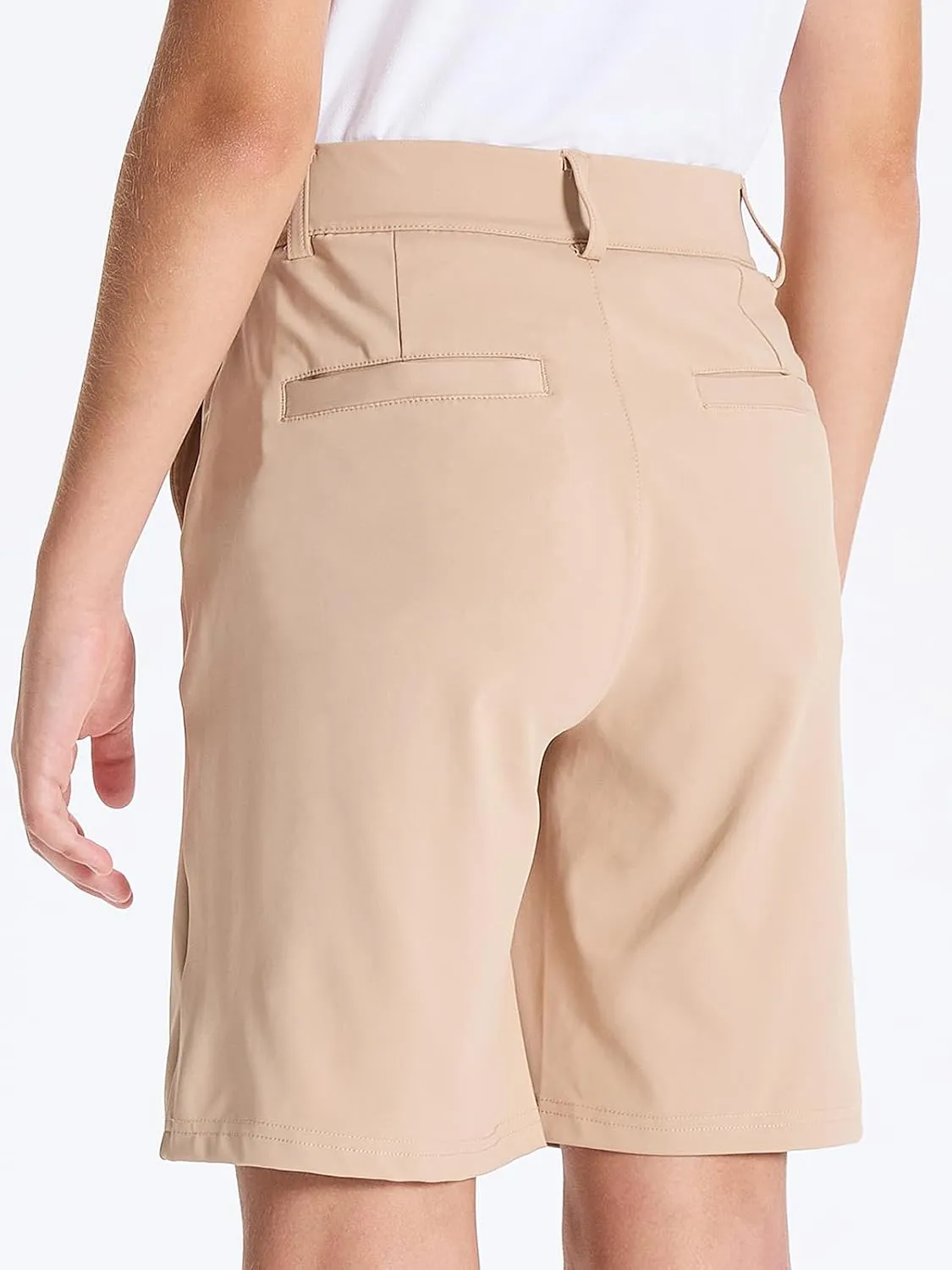 DEVOROPA Youth Boys Golf Shorts Stretch School Uniform Clothes Kids Flat Front Dress Chino Hybrid Twill Casual Shorts Pockets