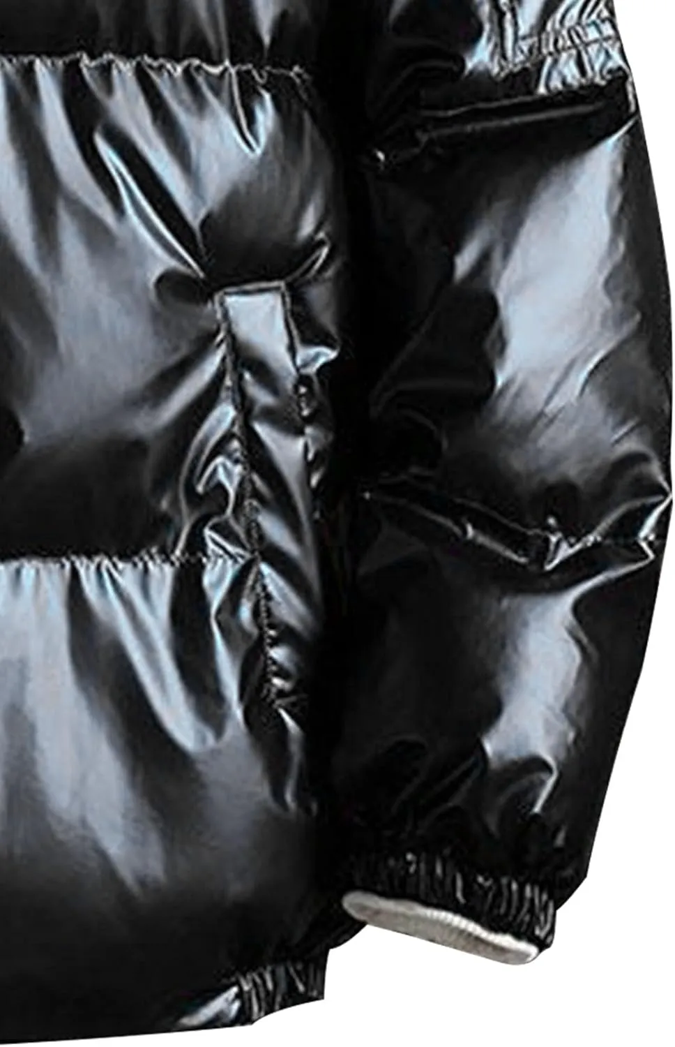 DGHM-JLMY Men's Glossy Padded Winter Hood Coat Metallic Full Zip Down Quilted Puffer Jacket Warm Plus Size Shiny Hooded Coat