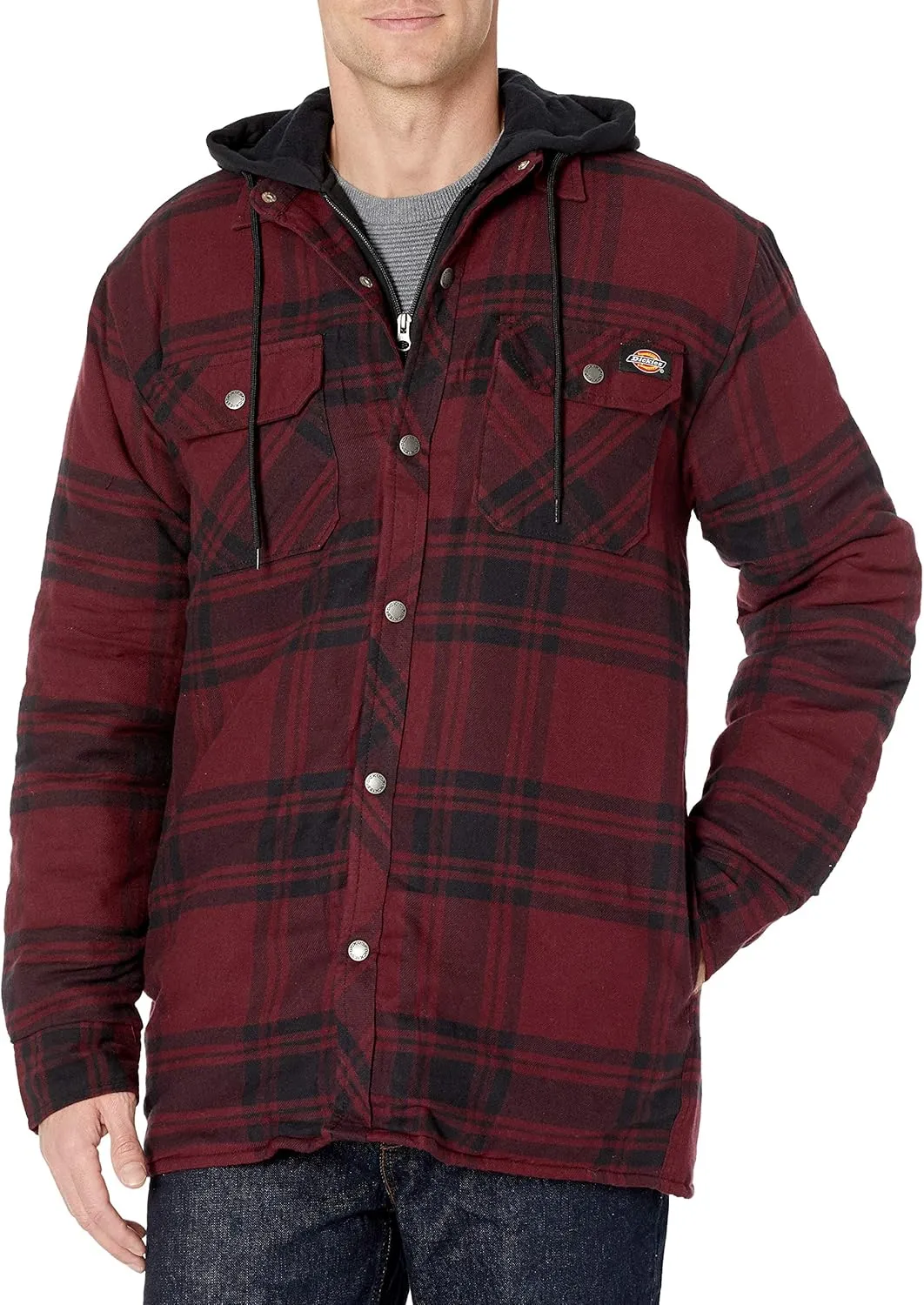 Dickies Men's Relaxed Fit Hooded Duck Quilted Shirt Jacket