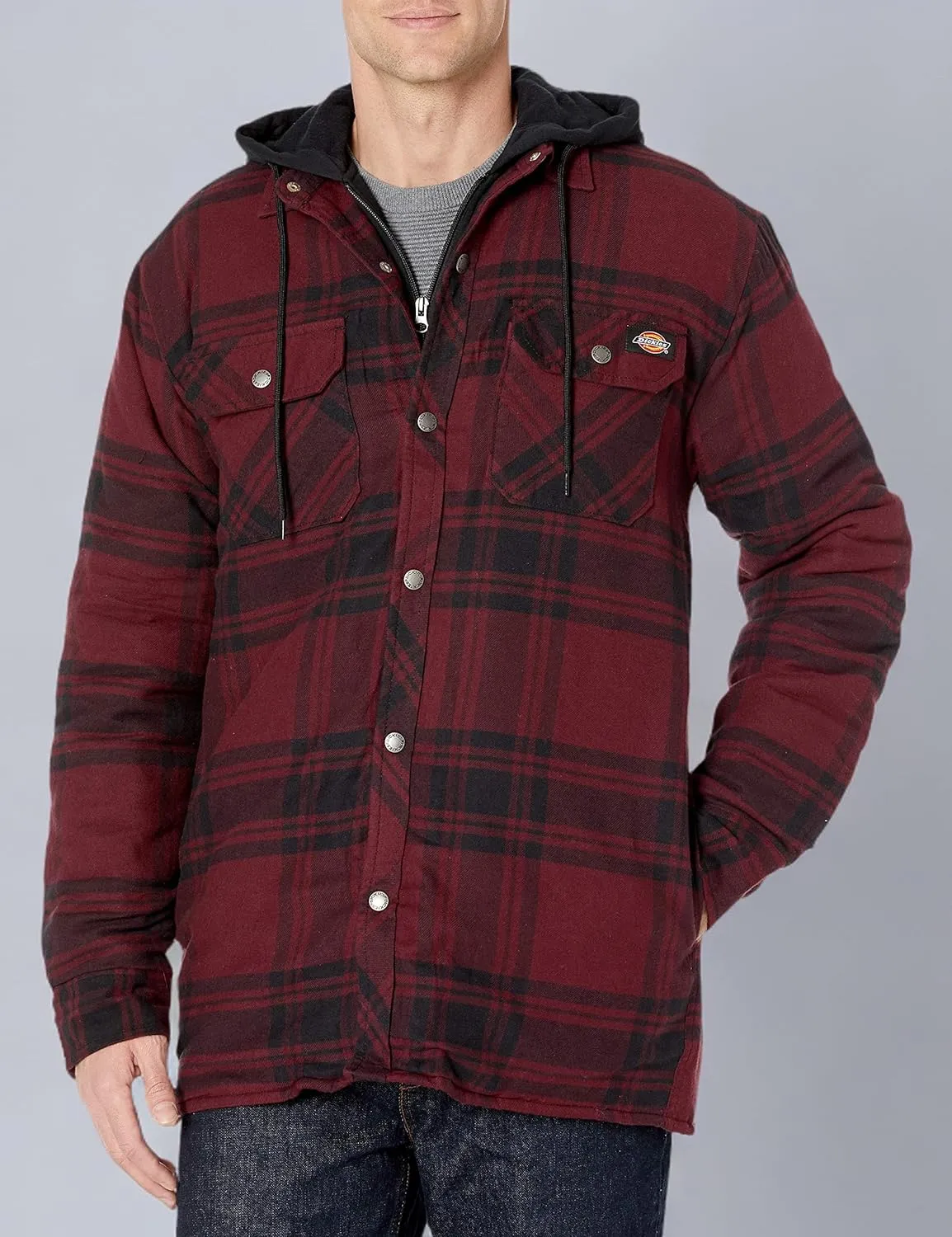 Dickies Men's Relaxed Fit Hooded Duck Quilted Shirt Jacket